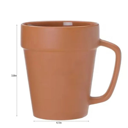 14oz Ceramic Flower Pot Mug w/ Handle
