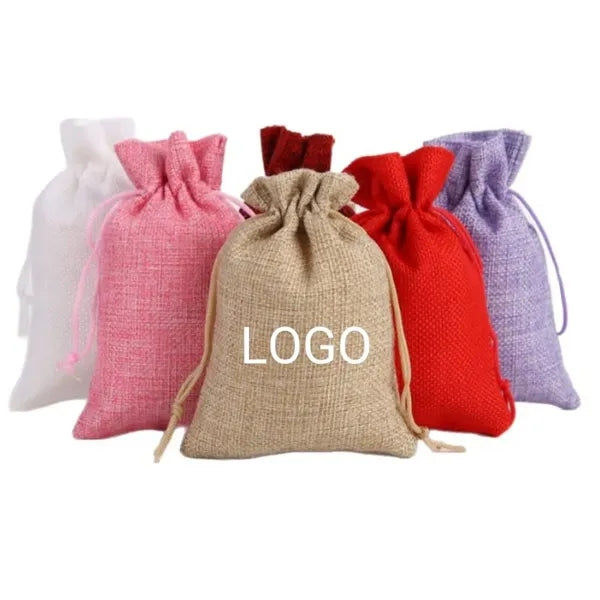 Burlap Gift Bags with Drawstring Linen Jewelry Pouches