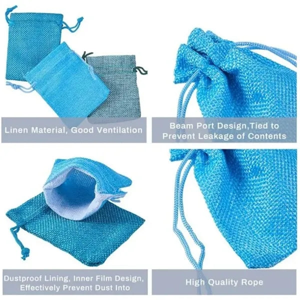 Burlap Gift Bags with Drawstring Linen Jewelry Pouches