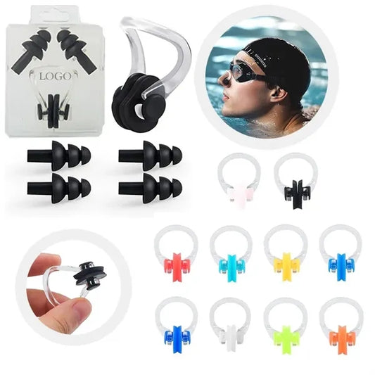 Swimming Ear Plugs And Nose Clip Set Diving Surfing