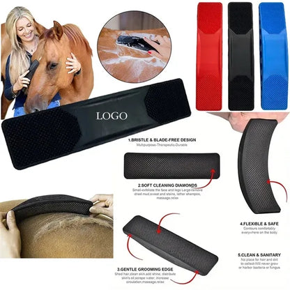 6 IN 1 Horse Grooming Pet Brush Cleaning Sweat Scraper