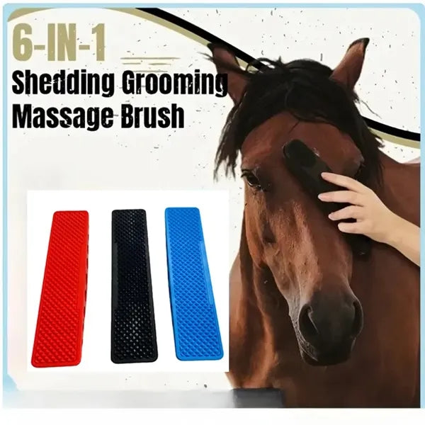 6 IN 1 Horse Grooming Pet Brush Cleaning Sweat Scraper