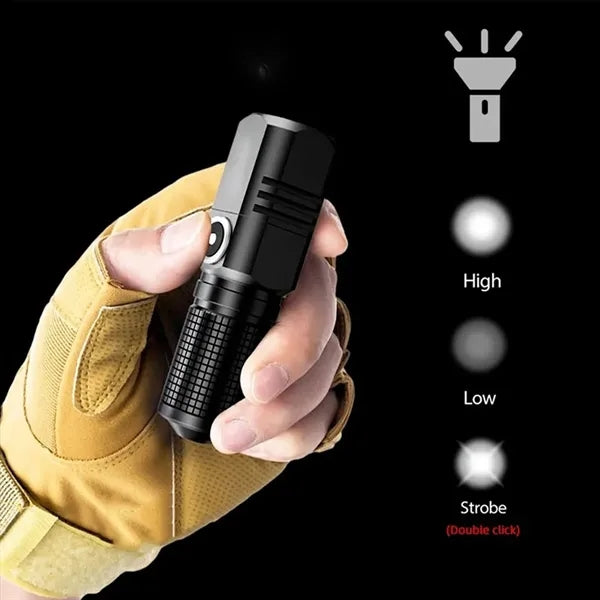 High Performance LED Zoom Strong Light Non-Slip Flashlight