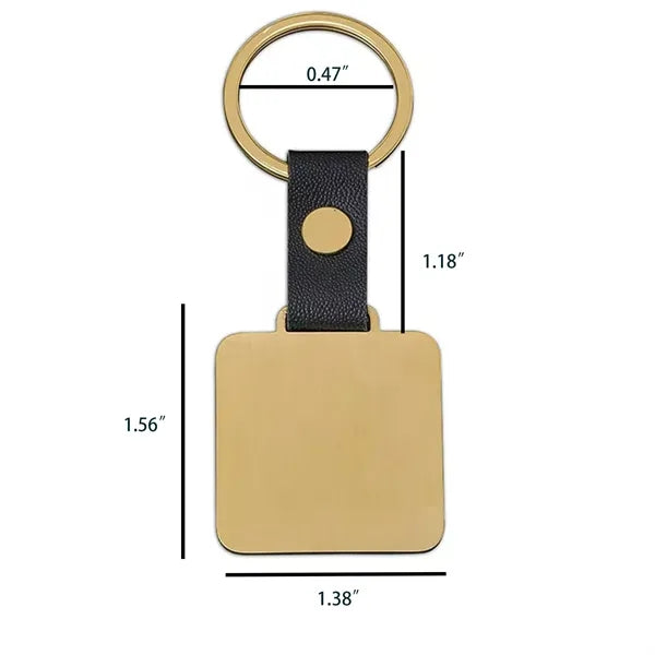 Modern Square Round Metal Leather Keychain Tag Branding