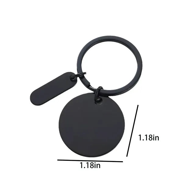 Modern Square Round Metal Leather Keychain Tag Branding