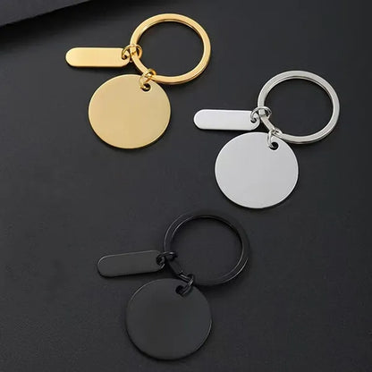 Modern Square Round Metal Leather Keychain Tag Branding
