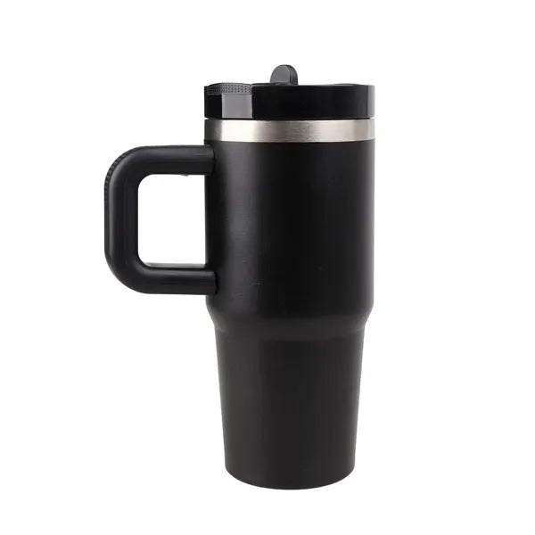 14 Oz Stainless Steel Tumbler w/ Handle & Straw