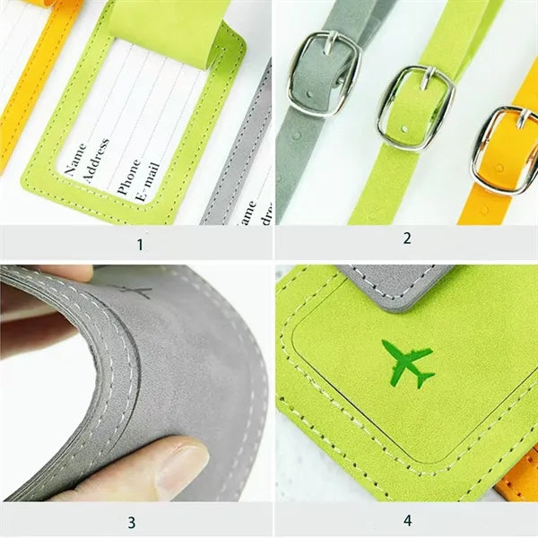 PU Leather Privacy Luggage Tag Identity Security Protection