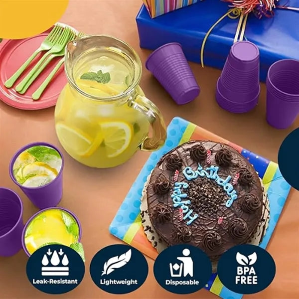 7oz Disposable Plastic Party Cups In Assorted Colors