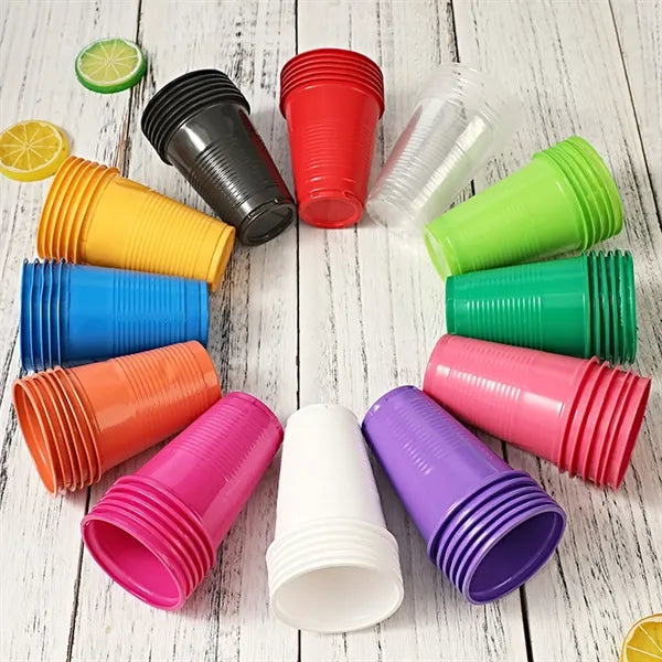 7oz Disposable Plastic Party Cups In Assorted Colors