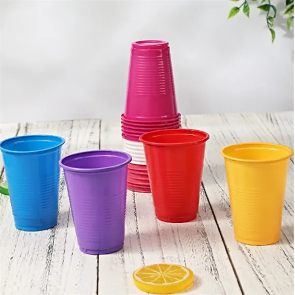 7oz Disposable Plastic Party Cups In Assorted Colors