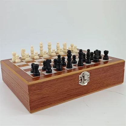 Multi-Game Chess Poker Chip Set in Wooden Case