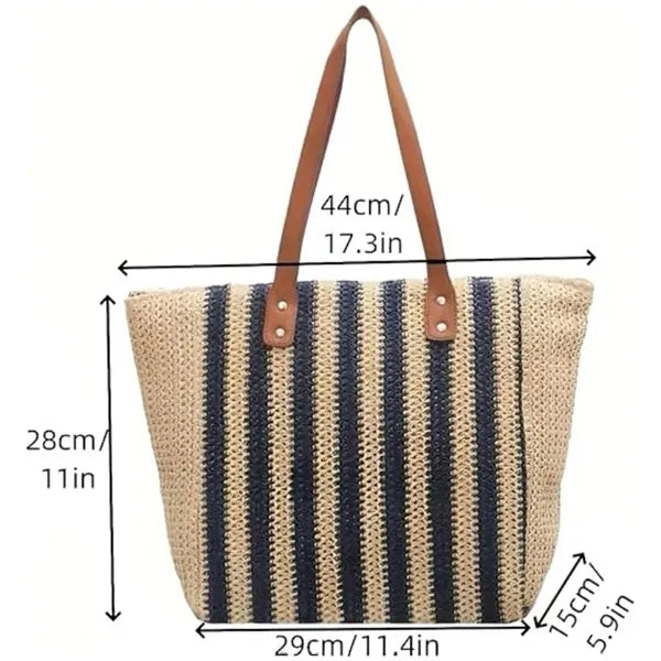 Handmade Woven Striped Tote Bag