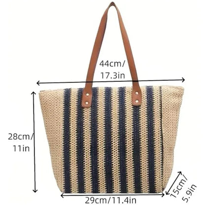 Handmade Woven Striped Tote Bag