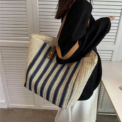 Handmade Woven Striped Tote Bag