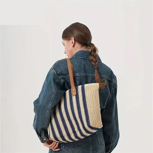 Handmade Woven Striped Tote Bag