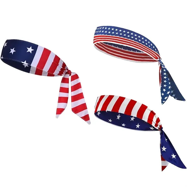 American Flag Tie Sweatband Sports Headband