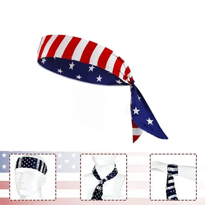 American Flag Tie Sweatband Sports Headband