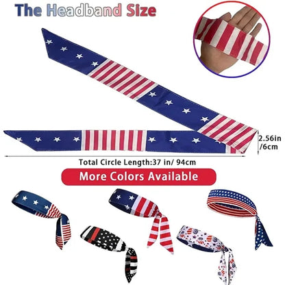 American Flag Tie Sweatband Sports Headband