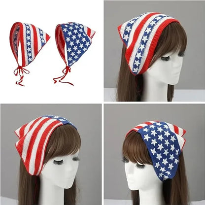 Patriotic Knitted Wrap Julycostume Headband Head Hair Scarf