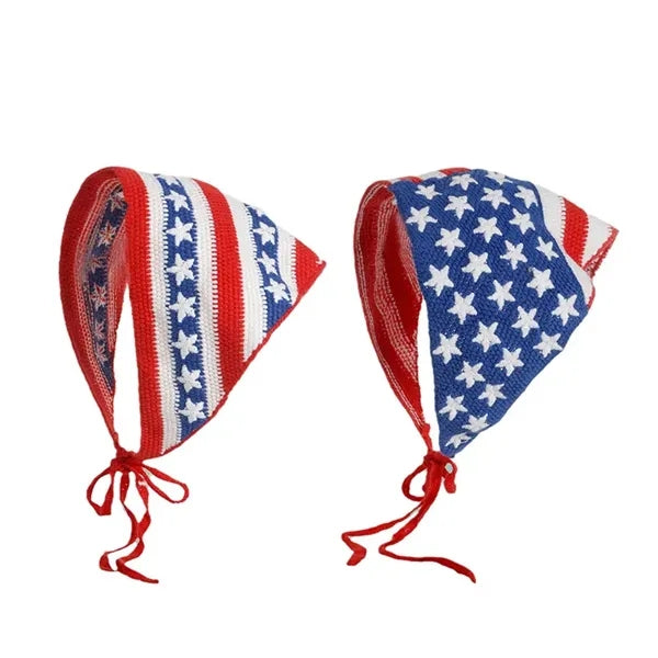 Patriotic Knitted Wrap Julycostume Headband Head Hair Scarf