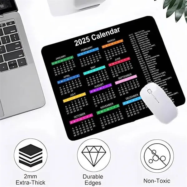 2025 Calendar Non-Slip Waterproof Rubber Mouse Pad