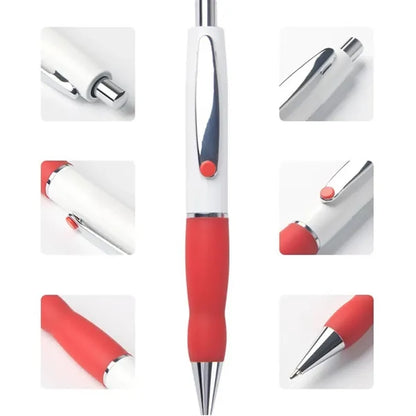 Retractable Rubber Grip Plastic Ballpoint Pen