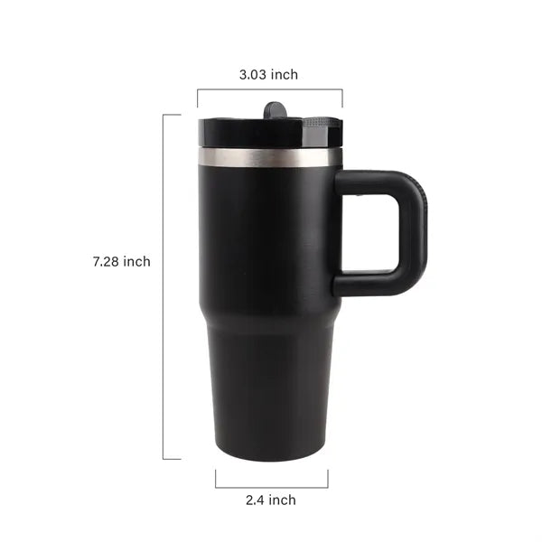 14 Oz Stainless Steel Tumbler w/ Handle & Straw
