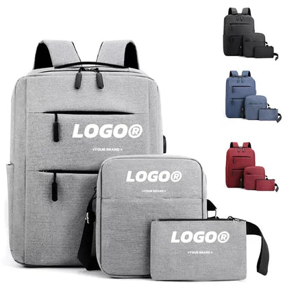 3 Piece USB Charging Backpack Set For Business And School