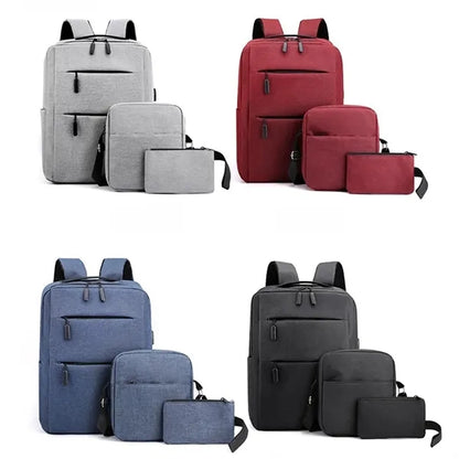 3 Piece USB Charging Backpack Set For Business And School