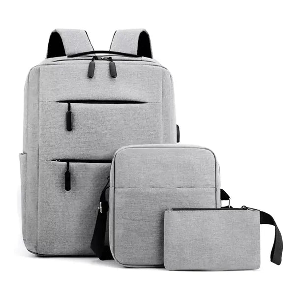3 Piece USB Charging Backpack Set For Business And School
