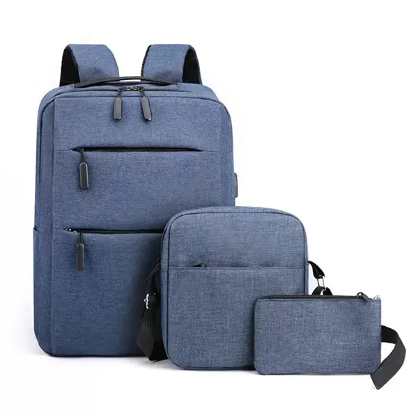 3 Piece USB Charging Backpack Set For Business And School