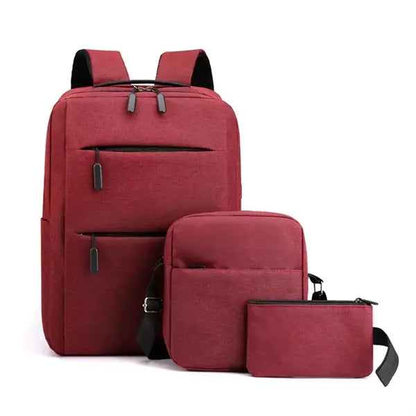 3 Piece USB Charging Backpack Set For Business And School