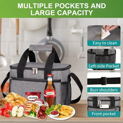 Oxford Insulated Cooler Lunch Bag For Outdoor Travel Picnic
