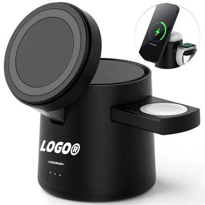 15W Magnetic Wireless Charging Stand 3 In 1 For Phone Watch