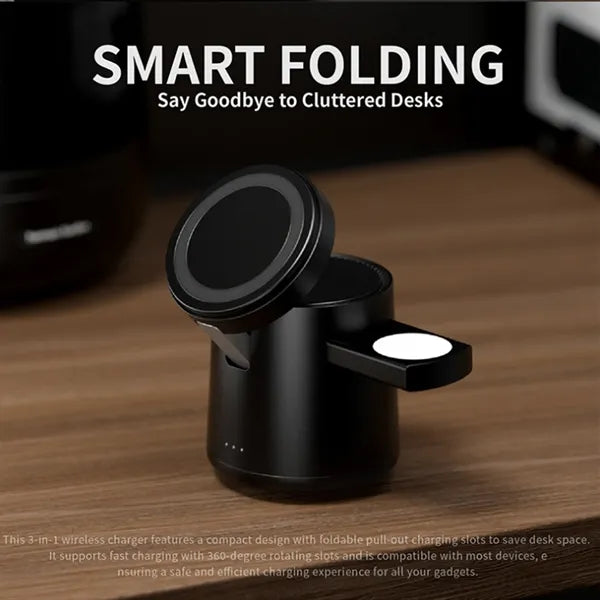 15W Magnetic Wireless Charging Stand 3 In 1 For Phone Watch