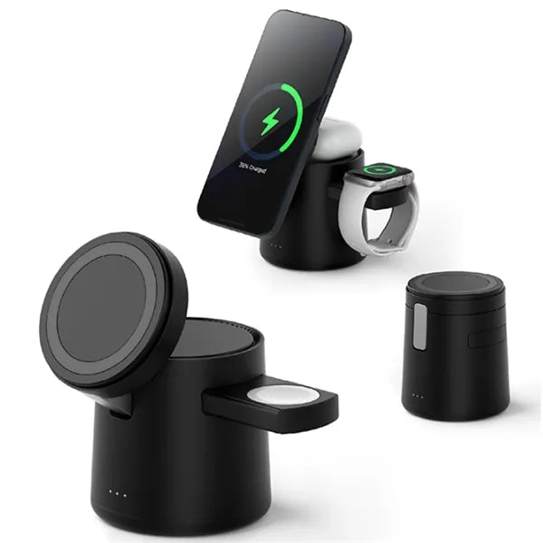 15W Magnetic Wireless Charging Stand 3 In 1 For Phone Watch
