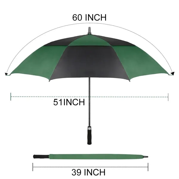 Wind Vented Automatic Golf Umbrella - 60'' Arc