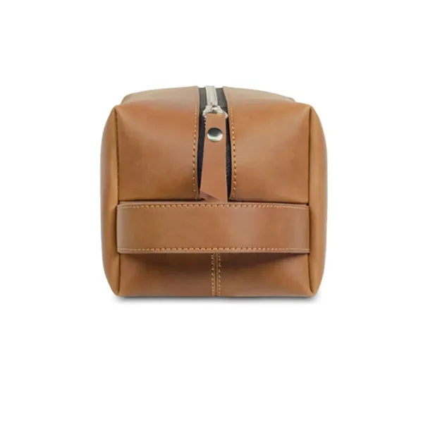 Large Capacity Leather Toiletry Makeup Bag with Handle