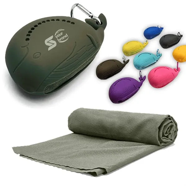Portable Cooling  Quick-Dry Sports Towel Whale-Shaped Case