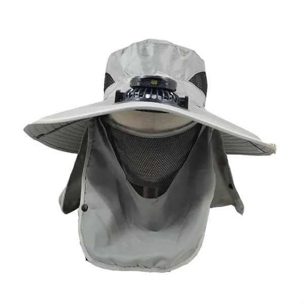 Solar Rechargeable Outdoor Fan Hat With Mask
