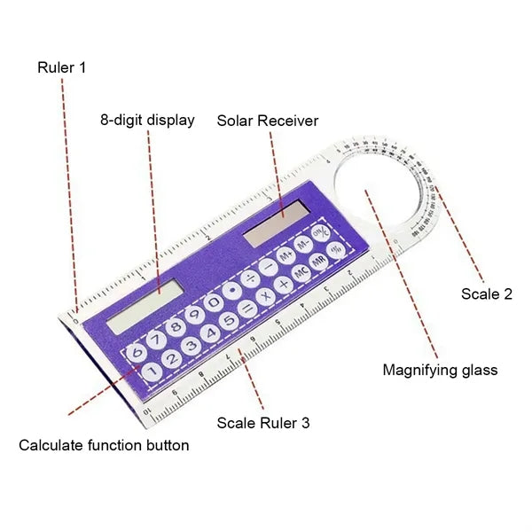 8D Solar Multi-Functional Magnifier Ruler Calculator for Kid