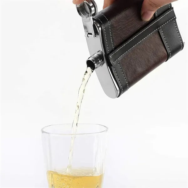 8 OZ Stainless Steel Portable Flat Wine Flask With Funnel