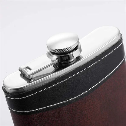 8 OZ Stainless Steel Portable Flat Wine Flask With Funnel