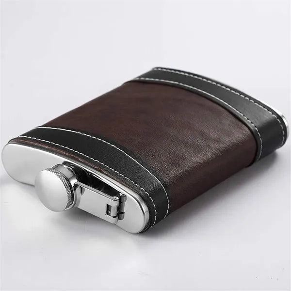 8 OZ Stainless Steel Portable Flat Wine Flask With Funnel