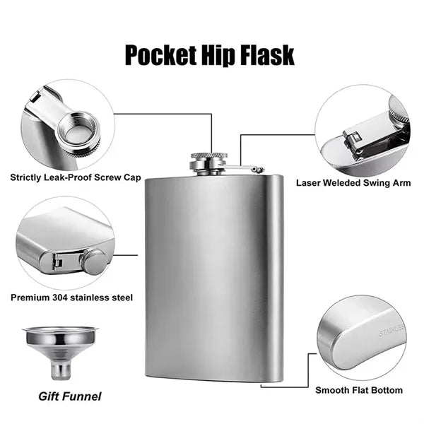 Portable  1/2/4/5 OZ Carabiner Stainless Steel Flat Flask