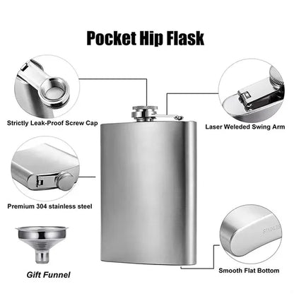 Portable  1/2/4/5 OZ Carabiner Stainless Steel Flat Flask
