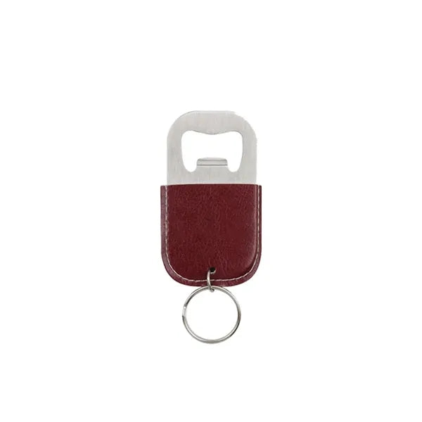 Leather Case Stainless Steel Wine Opener Keychain