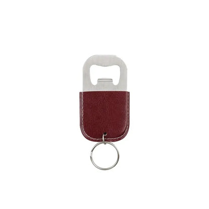 Leather Case Stainless Steel Wine Opener Keychain