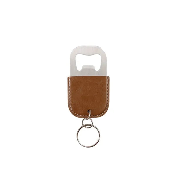 Leather Case Stainless Steel Wine Opener Keychain